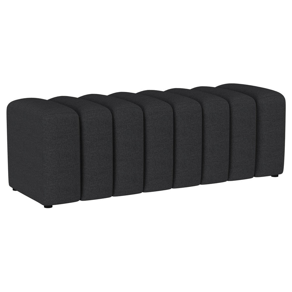 Sanna Accent Bench Modern Channel Tufted Charcoal Black 54 Inch BM329657