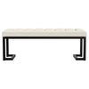 Mezza Accent Bench Tufted Ivory Boucle Fabric Black Metal 48 Inch