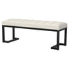 Mezza Accent Bench Tufted Ivory Boucle Fabric Black Metal 48 Inch