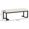 Mezza Accent Bench Tufted Ivory Boucle Fabric Black Metal 48 Inch