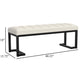 Mezza Accent Bench Tufted Ivory Boucle Fabric Black Metal 48 Inch