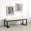 Mezza Accent Bench, Tufted Ivory Boucle Fabric, Black Metal, 48 Inch