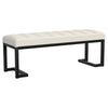 Mezza Accent Bench Tufted Ivory Boucle Fabric Black Metal 48 Inch