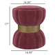 Soraya Ottoman Tufted Red Wine Fabric Round 17 Inch Gold Metal Band BM329661
