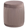Tiana Ottoman, Mauve Fabric Pleated Design, Round 18 Inch, Wood Frame