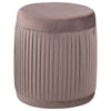 Tiana Ottoman Mauve Fabric Pleated Design Round 18 Inch Wood Frame BM329663