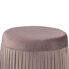 Tiana Ottoman Mauve Fabric Pleated Design Round 18 Inch Wood Frame BM329663