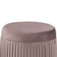 Tiana Ottoman Mauve Fabric Pleated Design Round 18 Inch Wood Frame BM329663