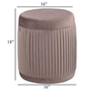 Tiana Ottoman Mauve Fabric Pleated Design Round 18 Inch Wood Frame BM329663