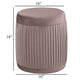 Tiana Ottoman Mauve Fabric Pleated Design Round 18 Inch Wood Frame BM329663