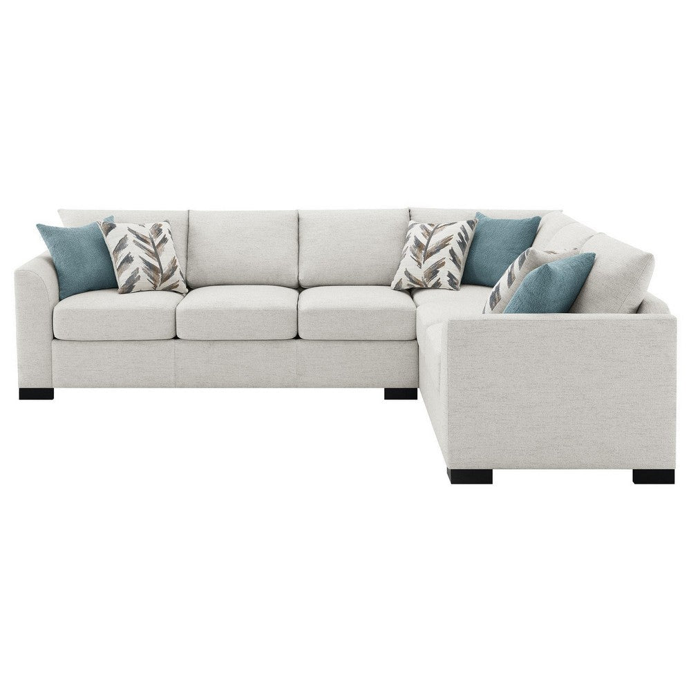 Ashlee Sleeper Sectional Sofa Greige Chenille 6 Pillows 111 Inch BM329664