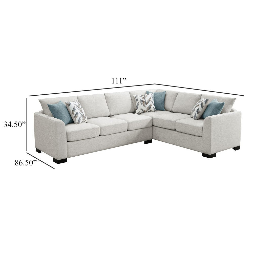 Ashlee Sleeper Sectional Sofa Greige Chenille 6 Pillows 111 Inch BM329664