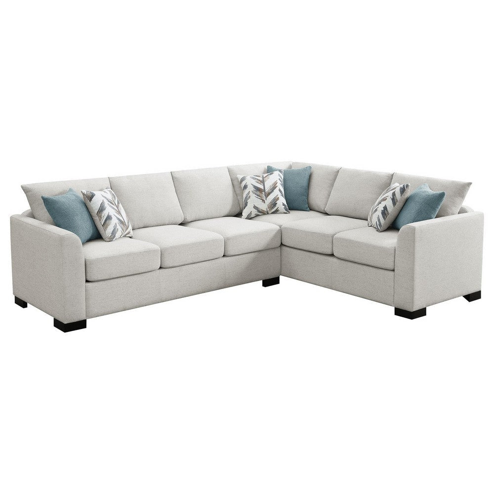 Ashlee Sleeper Sectional Sofa, Greige Chenille, 6 Pillows, 111 Inch