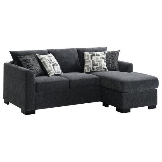 Storia Sleeper Sectional Chaise Sofa, Dark Gray, 4 Pillows, 84 Inch