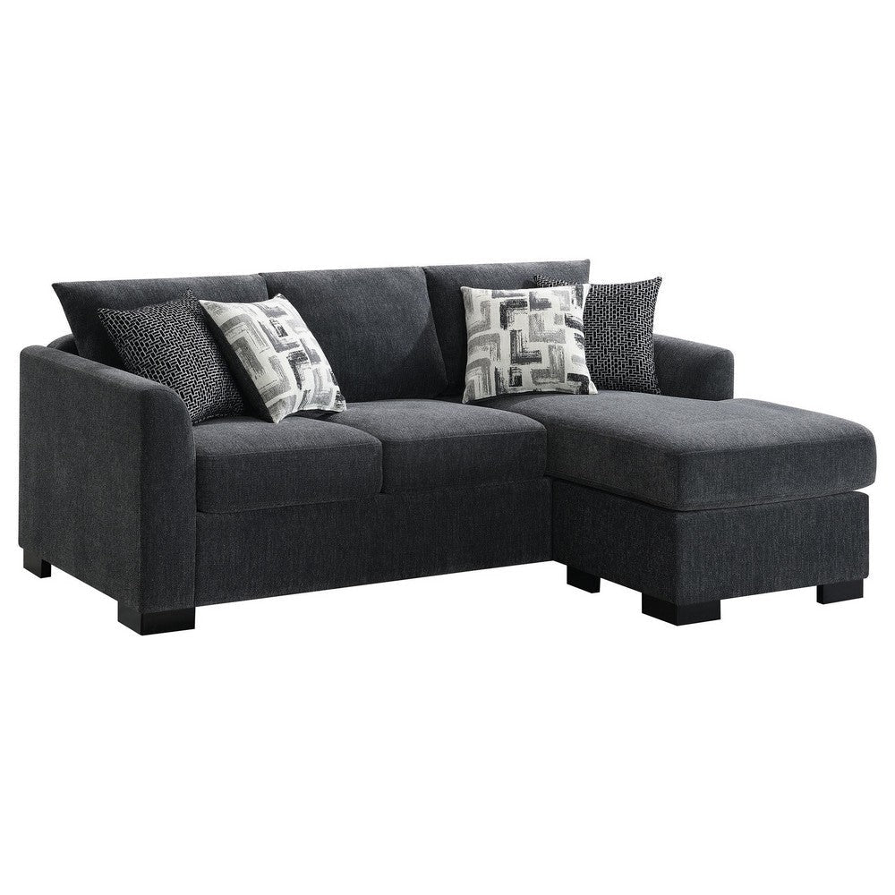 Storia Sleeper Sectional Chaise Sofa, Dark Gray, 4 Pillows, 84 Inch