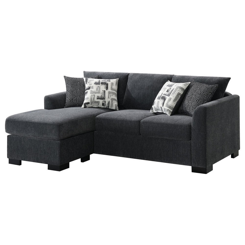 Storia Sleeper Sectional Chaise Sofa Dark Gray 4 Pillows 84 Inch BM329665