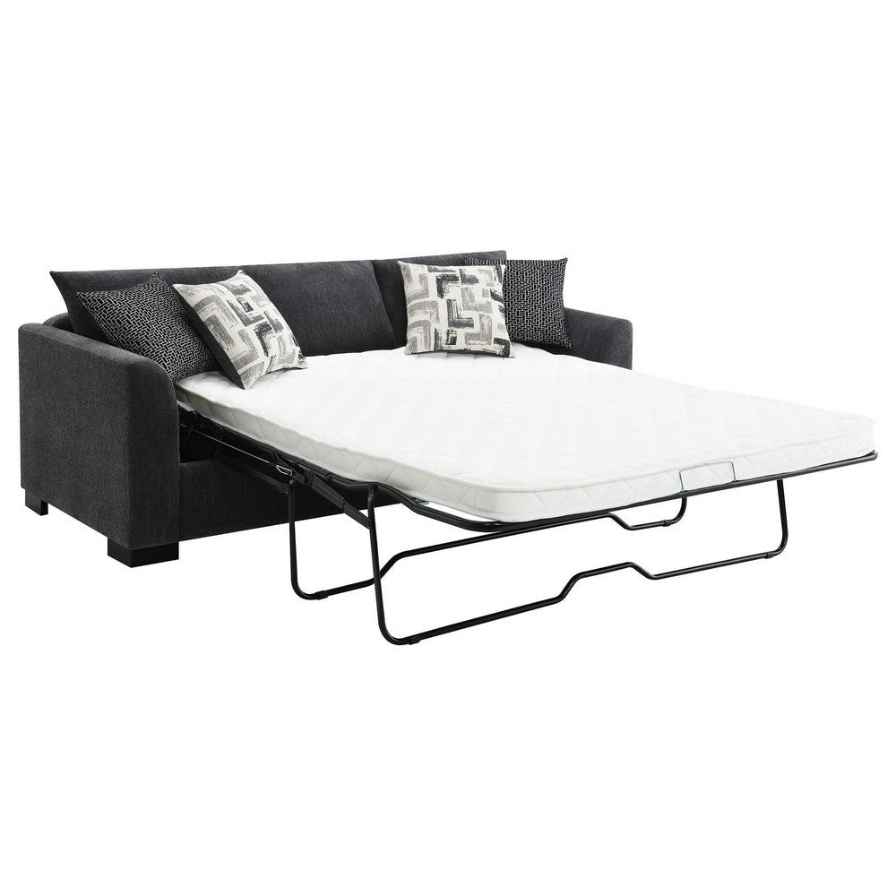 Storia Sleeper Sectional Chaise Sofa Dark Gray 4 Pillows 84 Inch BM329665