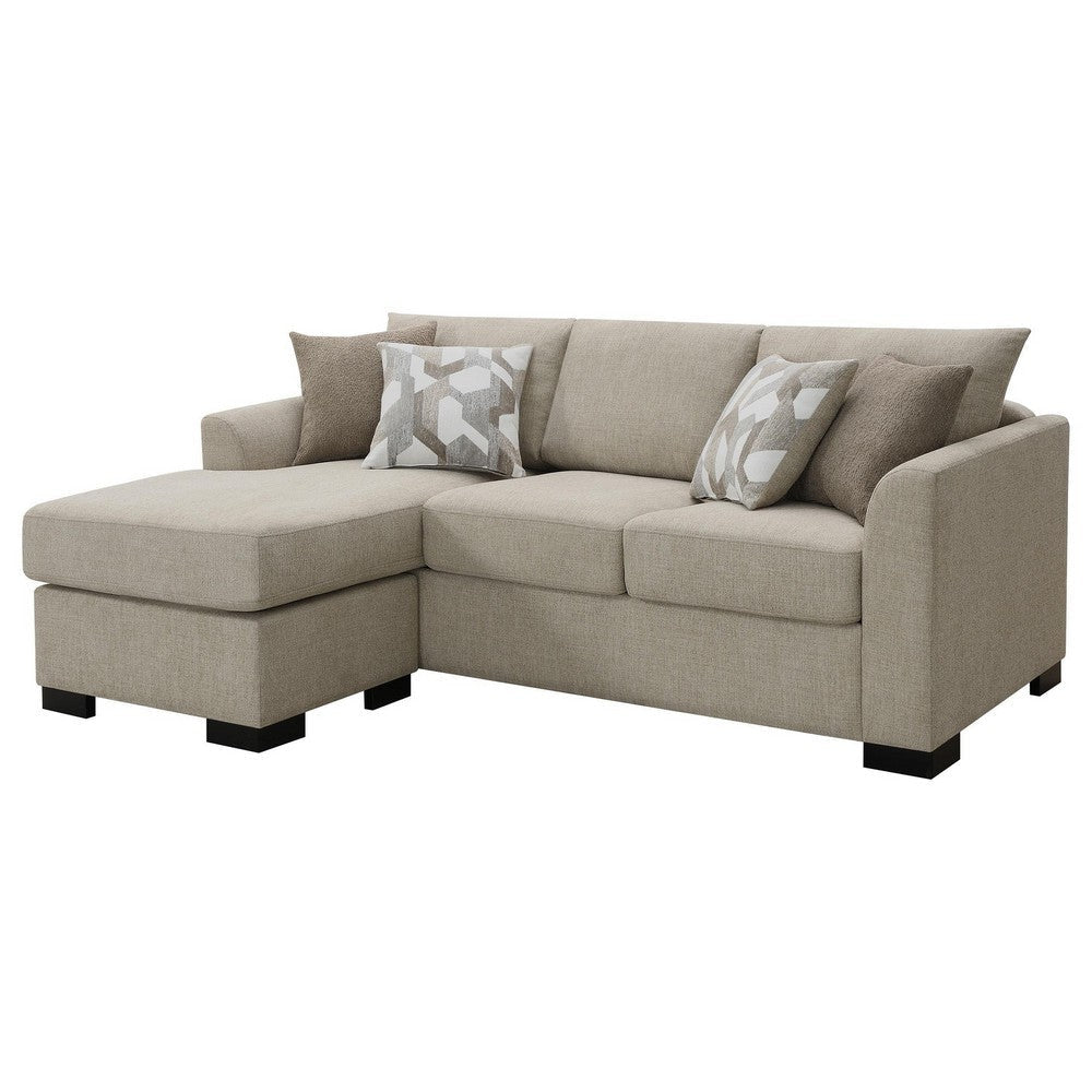 Storia Sleeper Sectional Chaise Sofa Camel Brown 4 Pillows 84 Inch