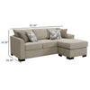 Storia Sleeper Sectional Chaise Sofa Camel Brown 4 Pillows 84 Inch