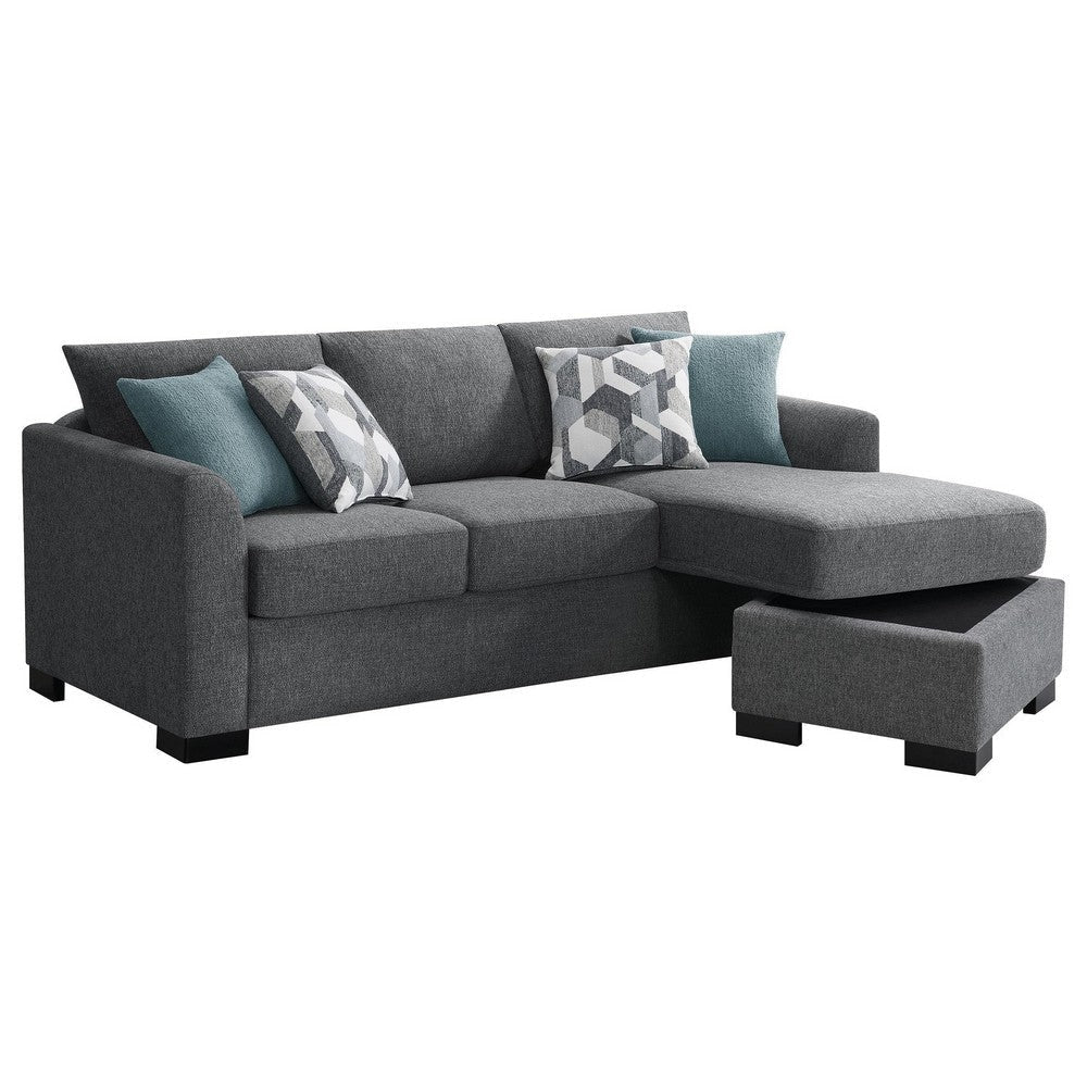 Storia Sleeper Sectional Chaise Sofa Heather Gray 4 Pillows 84 Inch BM329667