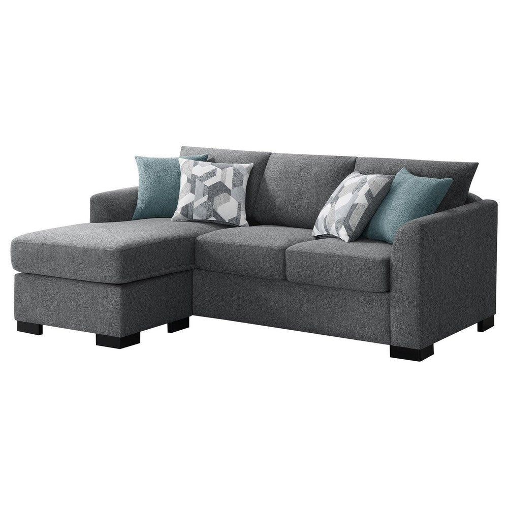 Storia Sleeper Sectional Chaise Sofa Heather Gray 4 Pillows 84 Inch BM329667