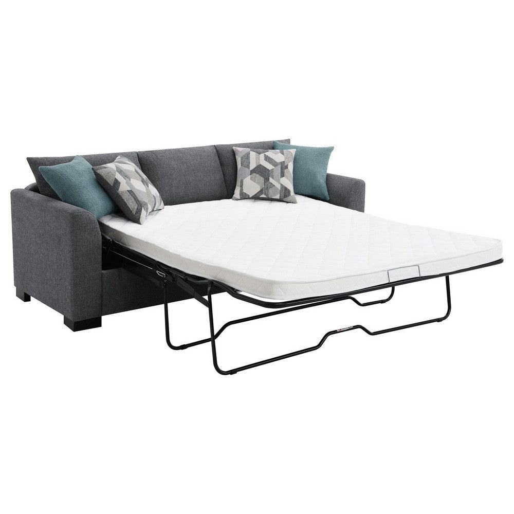 Storia Sleeper Sectional Chaise Sofa Heather Gray 4 Pillows 84 Inch BM329667
