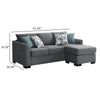 Storia Sleeper Sectional Chaise Sofa Heather Gray 4 Pillows 84 Inch BM329667