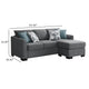 Storia Sleeper Sectional Chaise Sofa Heather Gray 4 Pillows 84 Inch BM329667