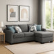 Storia Sleeper Sectional Chaise Sofa, Heather Gray, 4 Pillows, 84 Inch