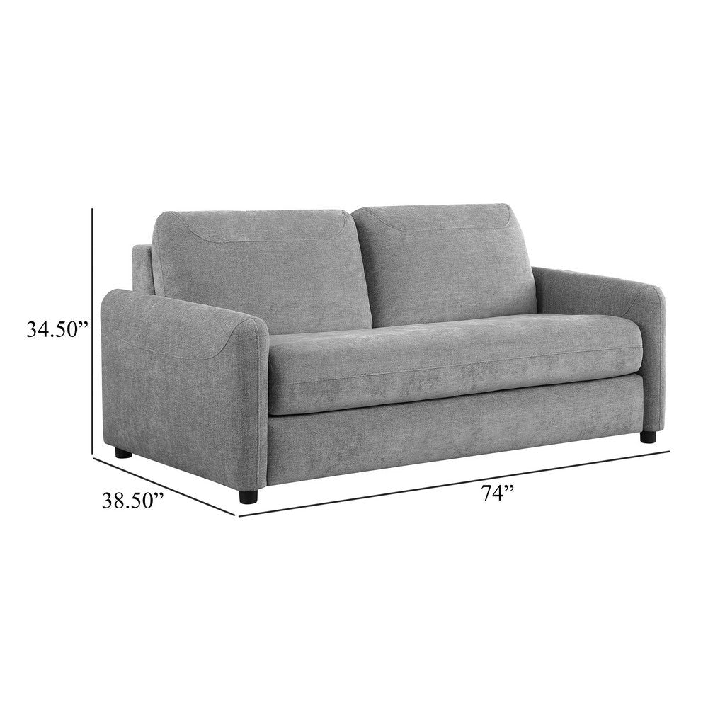 Rilia Sofa Sleeper with Queen Mattress Classic Gray Fabric 74 Inch BM329669