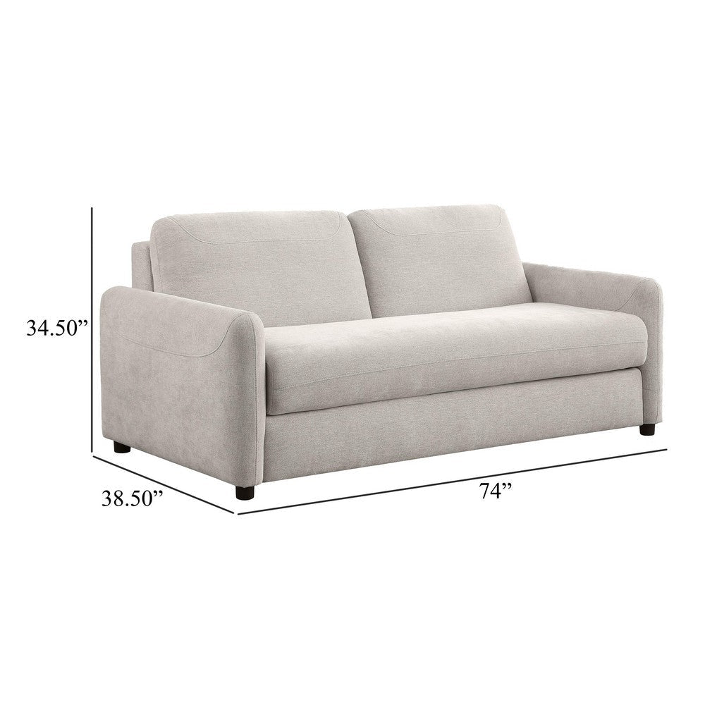 Rilia Sofa Sleeper with Queen Size Mattress Beige Fabric 74 Inch BM329670