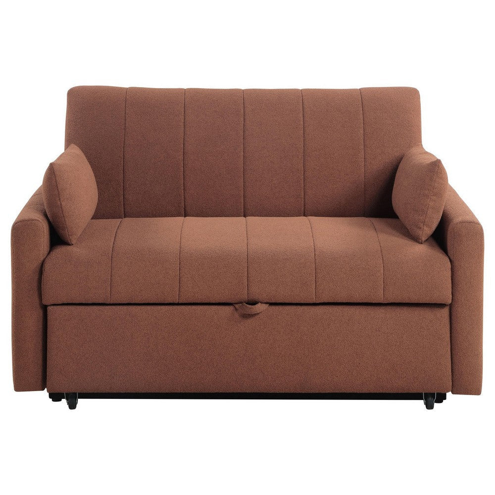 Porta Sleeper Sofa Full Bed Copper Brown Boucle Pillows 60 Inch BM329673