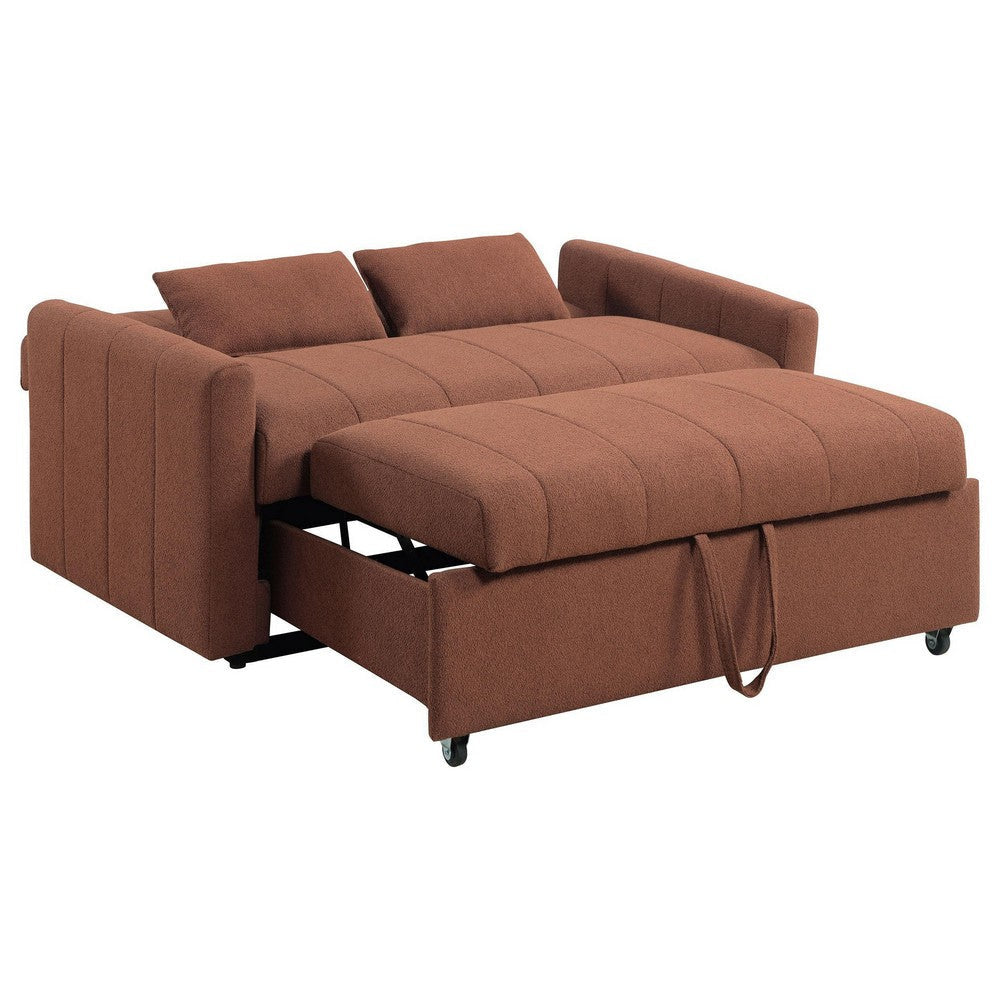 Porta Sleeper Sofa Full Bed Copper Brown Boucle Pillows 60 Inch BM329673