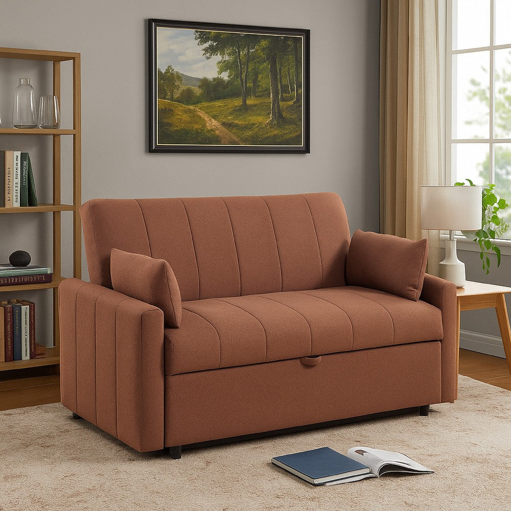 Porta Sleeper Sofa Full Bed Copper Brown Boucle Pillows 60 Inch BM329673