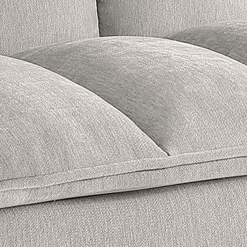 Loyla Convertible Sofa Bed, Tufted Light Gray Fabric, Black, 78 Inch