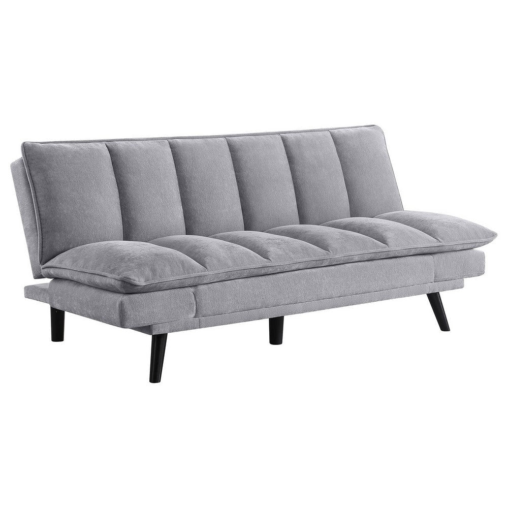 Loyla Convertible Sofa Bed, Tufted Slate Gray Fabric, Black, 78 Inch