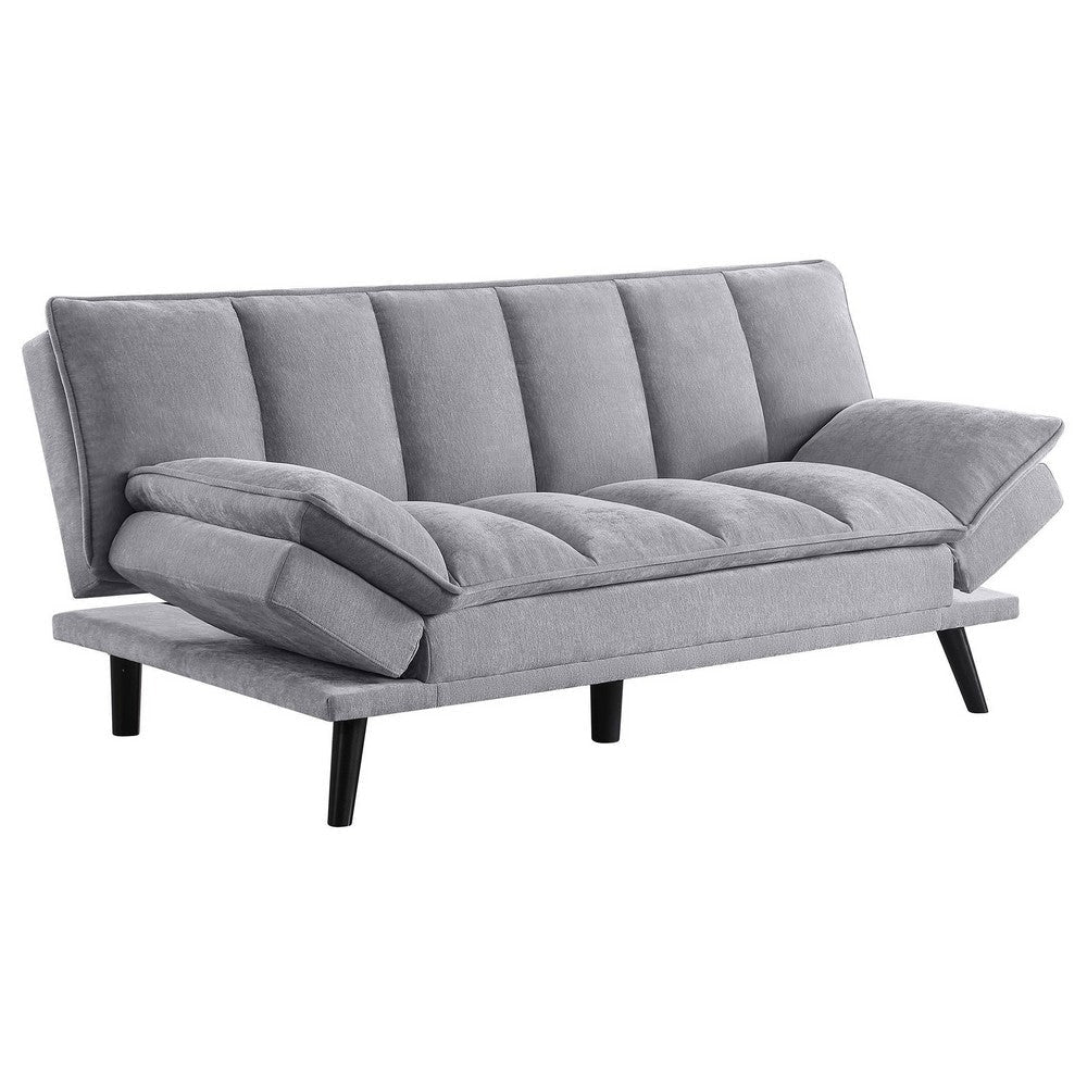 Loyla Convertible Sofa Bed Tufted Slate Gray Fabric Black 78 Inch