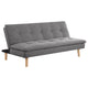 Siana Convertible Sofa Bed, Tufted Gray Fabric, Brown Wood, 72 Inch