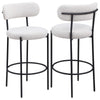 Winona Bar Height Chair Set of 2, White Boucle, Black Metal 30 Inch