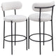 Winona Bar Height Chair Set of 2, White Boucle, Black Metal 30 Inch