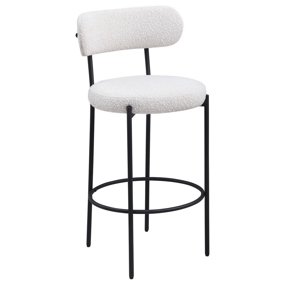Winona Bar Height Chair Set of 2 White Boucle Black Metal 30 Inch BM329683