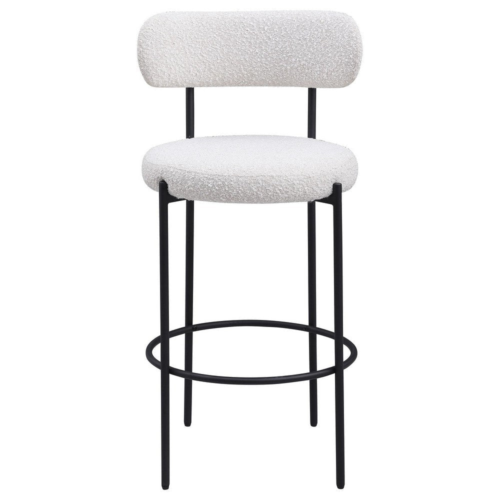 Winona Bar Height Chair Set of 2 White Boucle Black Metal 30 Inch BM329683