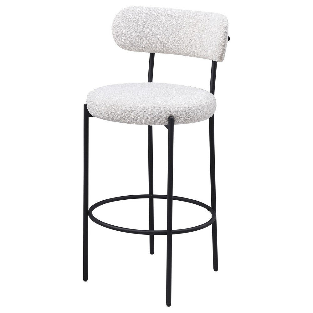 Winona Bar Height Chair Set of 2 White Boucle Black Metal 30 Inch BM329683