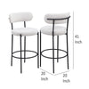Winona Bar Height Chair Set of 2 White Boucle Black Metal 30 Inch BM329683