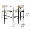 Tiara Bar Chair Set of 2 Beige Fabric Gold Black Metal 30 Inch