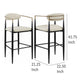 Tiara Bar Chair Set of 2 Beige Fabric Gold Black Metal 30 Inch