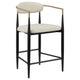 Tiara Counter Height Chair Set of 2 Beige Fabric Black Metal 25 Inch BM329687