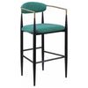 Tiara Bar Chair Set of 2 Teal Green Fabric Gold Black Metal 30 Inch