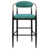 Tiara Bar Chair Set of 2 Teal Green Fabric Gold Black Metal 30 Inch