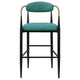 Tiara Bar Chair Set of 2 Teal Green Fabric Gold Black Metal 30 Inch